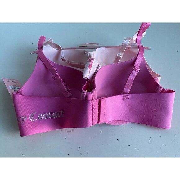 2 Pack Juicy Couture Bra Sz 36B SEXY Push Up JC7888 Hearts Valentines Pink NEW - Picture 8 of 10